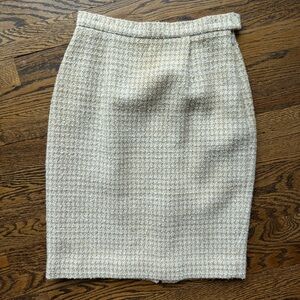 Rena Rowan Vintage Wool Blend Cream Tweed Pencil Skirt Size 2 P